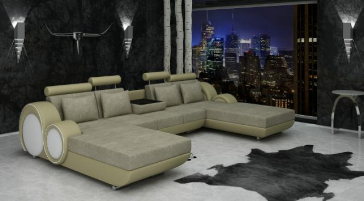 Textilsofa U-Form Couch Ecksofa Designer Sofa Garnitur 2 Liegen Stoffsofa Berlin