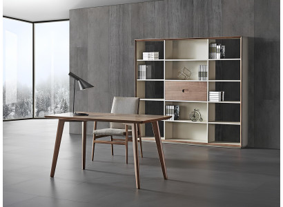 Büro Set Tisch Stuhl Regal Holz Garnitur Schreib Tische Designer Office Italien