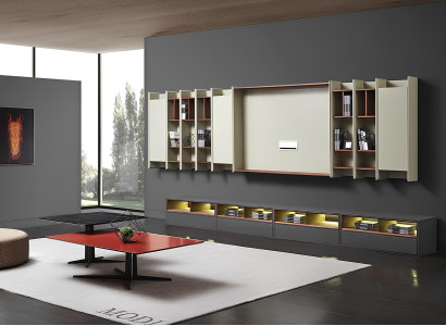 Design Wohnwand Schrank RTV Side Low Board Wohnzimmer Regal Garnitur Tisch 2x