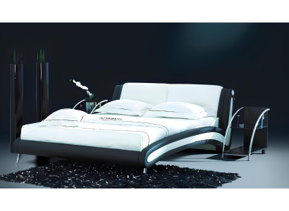 Bett Modern Design Luxus Hotel Betten 180x200cm Schlaf Zimmer Leder Schwarz Weiß