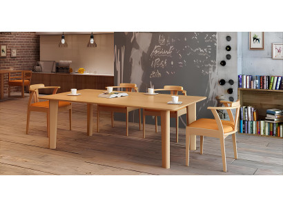 Design Holz Ess Lehn Stuhl Wohn Zimmer Garnitur Polster Neu Tisch +4 Stühle Set