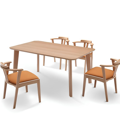 Design Holz Ess Lehn Stuhl Wohn Zimmer Garnitur Polster Neu Tisch +4 Stühle Set