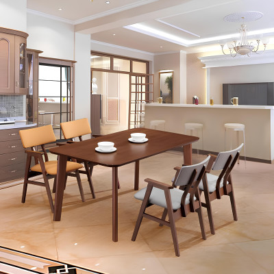 Design Holz Ess Tisch + 4 Stühle Lehn Stuhl Wohn Zimmer Garnitur Polster Set Neu