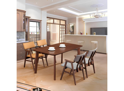 Design Holz Ess Tisch + 4 Stühle Lehn Stuhl Wohn Zimmer Garnitur Polster Set Neu