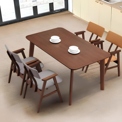 Design Holz Ess Tisch + 4 Stühle Lehn Stuhl Wohn Zimmer Garnitur Polster Set Neu