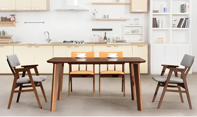 Design Holz Ess Tisch + 4 Stühle Lehn Stuhl Wohn Zimmer Garnitur Polster Set Neu