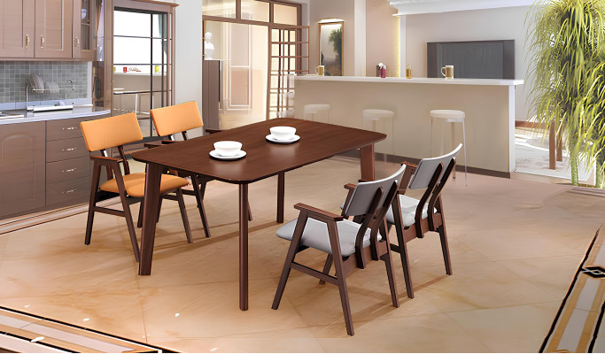 Design Holz Ess Tisch + 4 Stühle Lehn Stuhl Wohn Zimmer Garnitur Polster Set Neu
