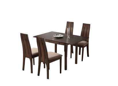 Design Luxus Holz Ess Tisch komplett Garnitur Tische + 4 Stühle Stuhl Lehn Neu