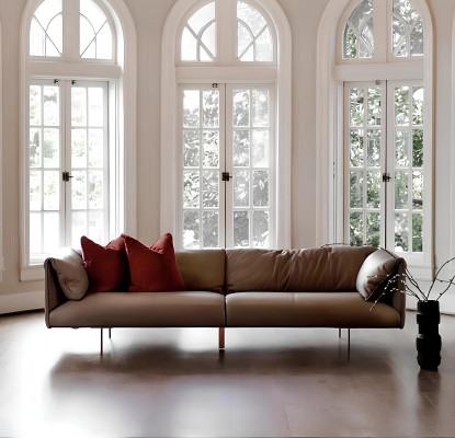 XXL Big Sofa Vier Sitzer Couch Leder Polster Sofas Sitz Italien Möbel Couchen