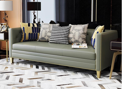 Design Leder Sofa Couch Gruppe Garnitur 3+2  Metall 2tlg Set Luxus Sofas Textil