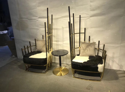 Design Sessel Metall Lounge 10x Set Neu Garnitur Stuhl Stühle Relax Gruppe Fell