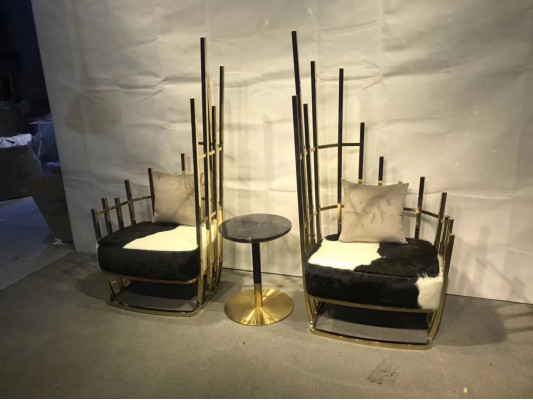 Design Sessel Metall Lounge 8x Set Neu Garnitur Stuhl Stühle Relax Gruppe Fell