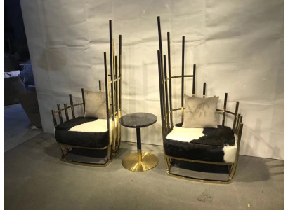 Stuhl Design Lounge Lehn Stühle Polster Ess Wohn Zimmer Club Möbel Fell Sessel