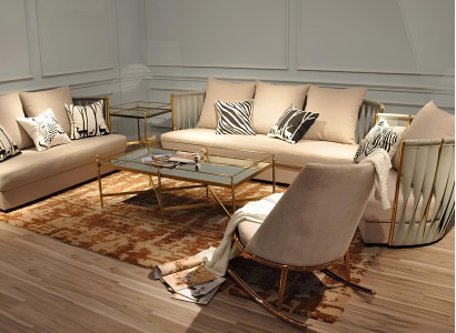 Design Samt Sofa Couch Gruppe Garnitur 3+2+1 Metall Set Luxus Sofas Neu 3tlg