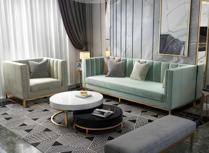 Design Luxus Wohn Zimmer Möbel Italien Leder Metall Sofa Couch Garnitur 3+1+1