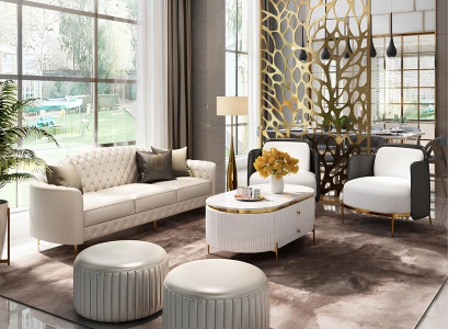Design Sofagarnitur Couch Couchtisch Sofa 6tlg Wohnzimmer Set Hocker Luxus Möbel