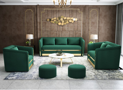 Design Samt Sofa Couch Gruppe Garnitur 3+2+1 Metall 3tlg Set Luxus Sofas Neu