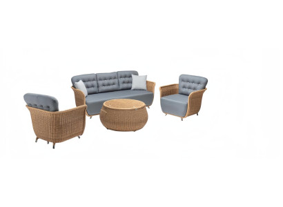 Gartenmöbel  Robuste Garten Rattan Garnitur Couchtisch 2x Sessel Sofa 3-Sitzer
