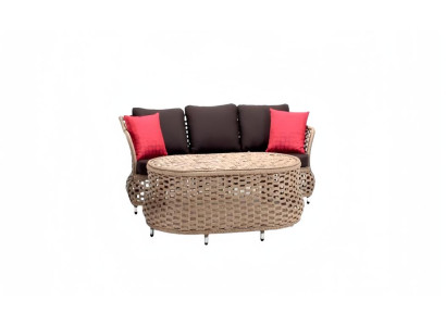 Gartenmöbel Sofa 3 Sitzer Braun Couchtisch Sofas Dreisitzer Rattan Luxus Modern