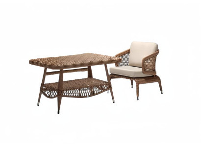 Gartenmöbel  Sessel Braun Couchtisch luxuriöse Design Moderne 2tlg Möbel