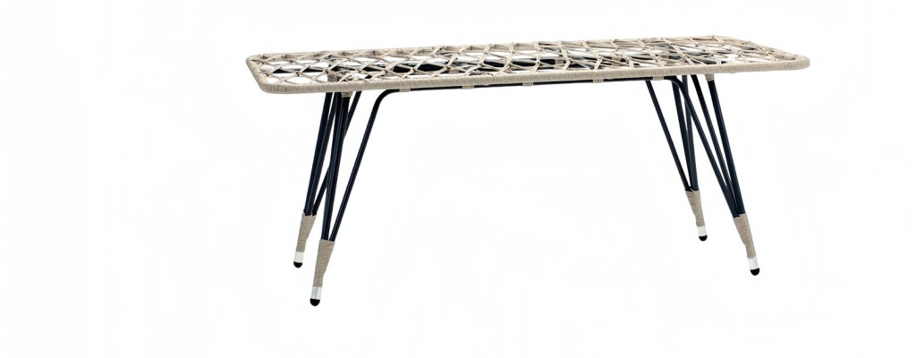 Couchtisch Luxus Grau Rattan Moderner Design stilvoll Kaffeetisch Hochwertig