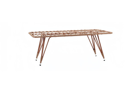 Couchtisch Kaffeetisch echteckig Braun Luxus Hochwertig Rattan Moderner Design