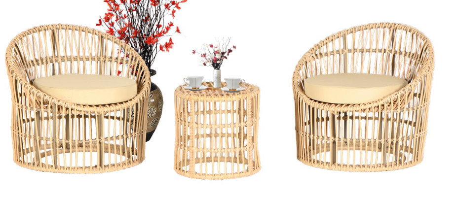Couchtisch Hochwertige Rattan GartenMöbel Terrasse Beige Exclusive Modern Luxus