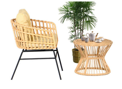2tlg. Garten Möbel Set Terrasse Sessel Couchtisch Rattan Modern Hochwertiges