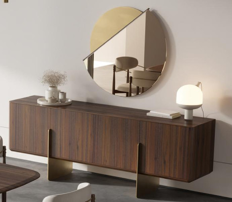 Zeitlos Kommode mit Spiegel Braun Modern Sideboard Esszimmermöbel Anrichte