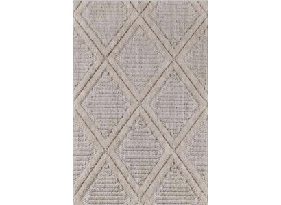 Teppich Rauten Design Kurzflor Wohnzimmer Schlafzimmer Natur Creme Farbe