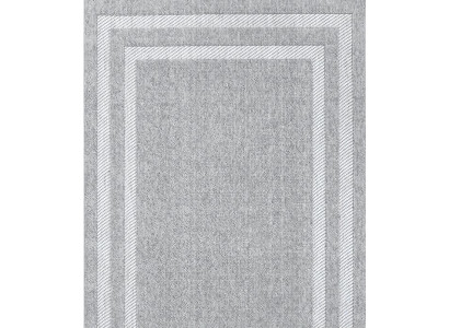 Wohnzimmer Flur Teppich Kurzflor Geometrisches Design Bordüre Design Grau