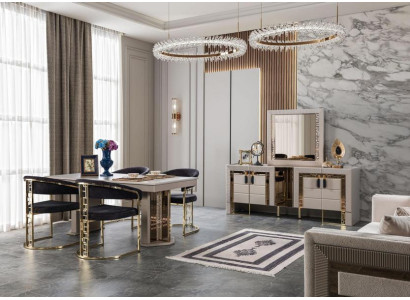 Esszimmer Set Hochwertig Garnitur Tisch 4x Stühle Design Modern Sideboard