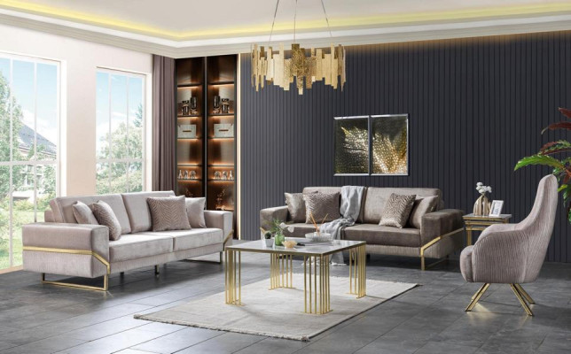 Design Modernes Wohnzimmer Set Sofagarnitur 2x 3-Sitzer Sofas Sessel Wohnzimmer