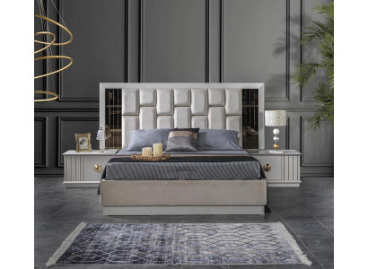 Schlafzimmer Set Bett mit 2x Nachttische Komplett luxus Einrichtung Moderne