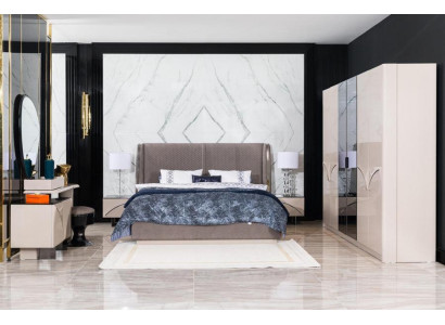 Schlafzimmer Set Bett 2x Nachttische Kleiderschrank Hochwertig Schminktisch 5tlg