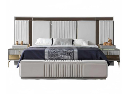 Schlafzimmermöbel Bett Modern 2x Nachttische Holzgestell Design Möbel Hochwertig