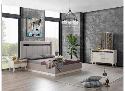 Schlafzimmer Set Weiß Designer Hochwertig Bett Kommode 2x Nachttische