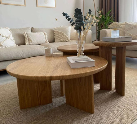 Couchtisch Holz Rund Eleganz Stabilität Design Qualität Beistelltisch Tische