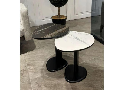 Beistelltische Set Weiß Schwarz Design Qualität Stabilität Elegante Tische 2tlg
