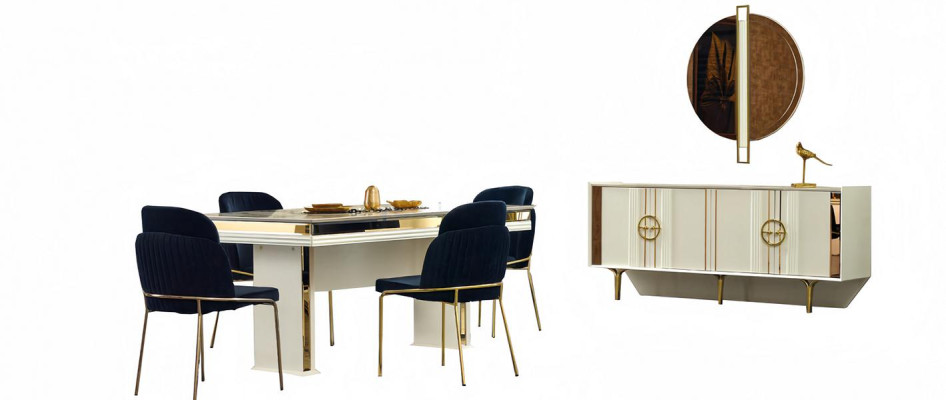 Esszimmer Set Essgruppe Komplettgarnitur Essgarnitur  Spiegel Konsole 7tlg.