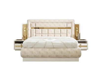 Schlafzimmer Möbel Set Bett 2x Nachttische Polsterbett Gäste Zimmer 3tlg