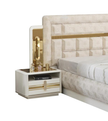 Schlafzimmer Möbel Set Bett 2x Nachttische Polsterbett Gäste Zimmer 3tlg