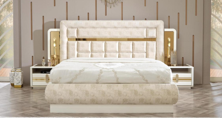 Schlafzimmer Möbel Set Bett 2x Nachttische Polsterbett Gäste Zimmer 3tlg
