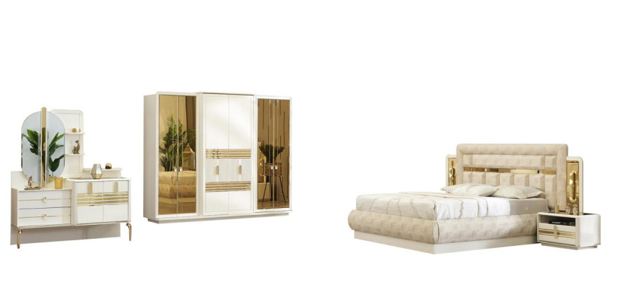 Schlafzimmer Komplettset Bett Set Möbel Gäste Zimmer Schrank Garnitur  6tlg.