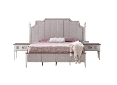 Schlafzimmer Möbel Set Bett 2x Nachttische Gäste Zimmer Polsterbett 3tlg