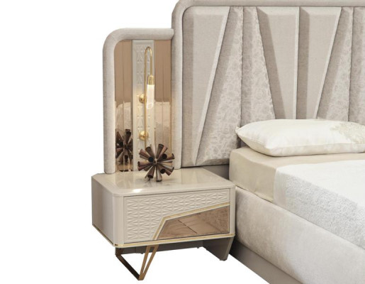 Schlafzimmer Möbel Polsterbett Set Bett 2x Nachttische Gäste Zimmer 3tlg