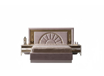 Schlafzimmer Polsterbett Möbel Set Bett 2x Nachttische Gäste Zimmer 3tlg