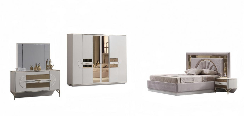 Schlafzimmer Komplettset Bett Set Möbel Gäste Zimmer Schrank Garnitur 5tlg.