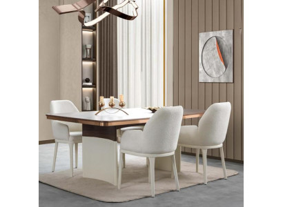Esszimmer Set Weiß Esstisch 4x Polsterstühle Esszimmermöbel Luxusmöbel 5tlg
