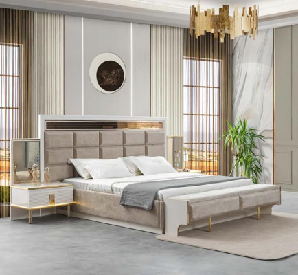 Schlafzimmergarnitur Bettenmöbel Schlafzimmerkombination Schlafzimmer Set 4ltg